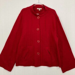 Coldwater Creek size XL Red Wool Blend Relaxed Button Cozy Classic Jacket